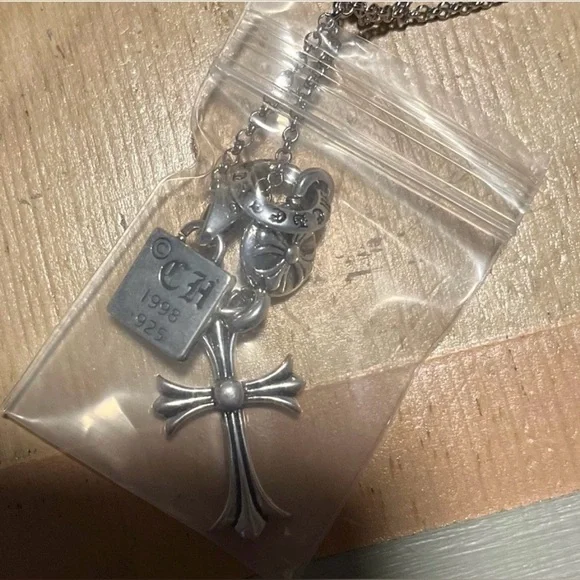 Chrome Hearts CH Silver Triple Cross Rosary Style Necklace Gothic Cross Pendants - Picture 14 of 14